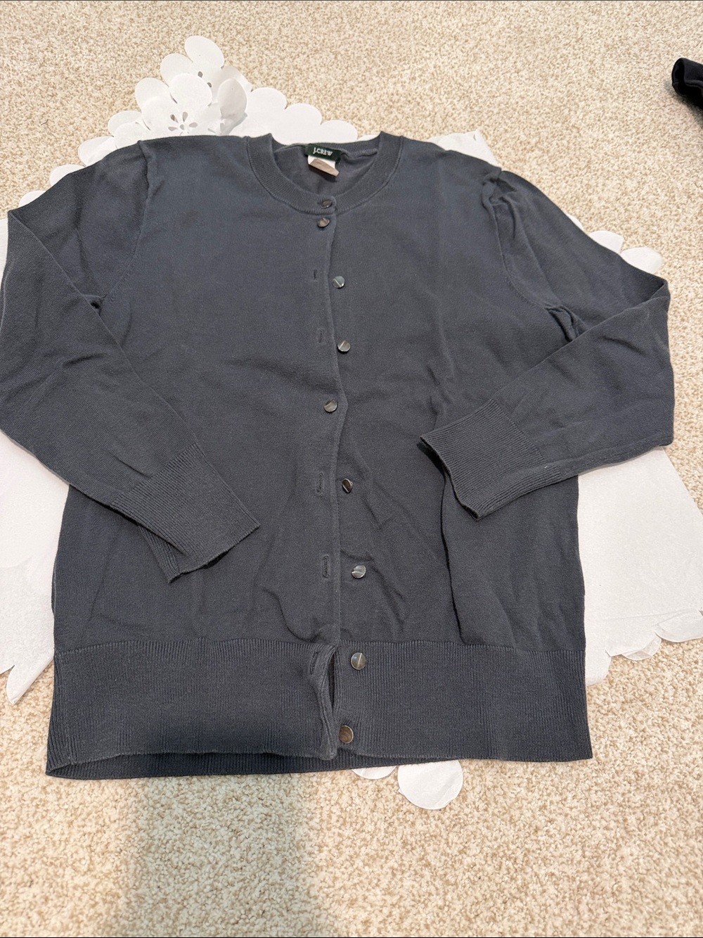 J. Crew charcoal Crewneck Button-Front Cardigan